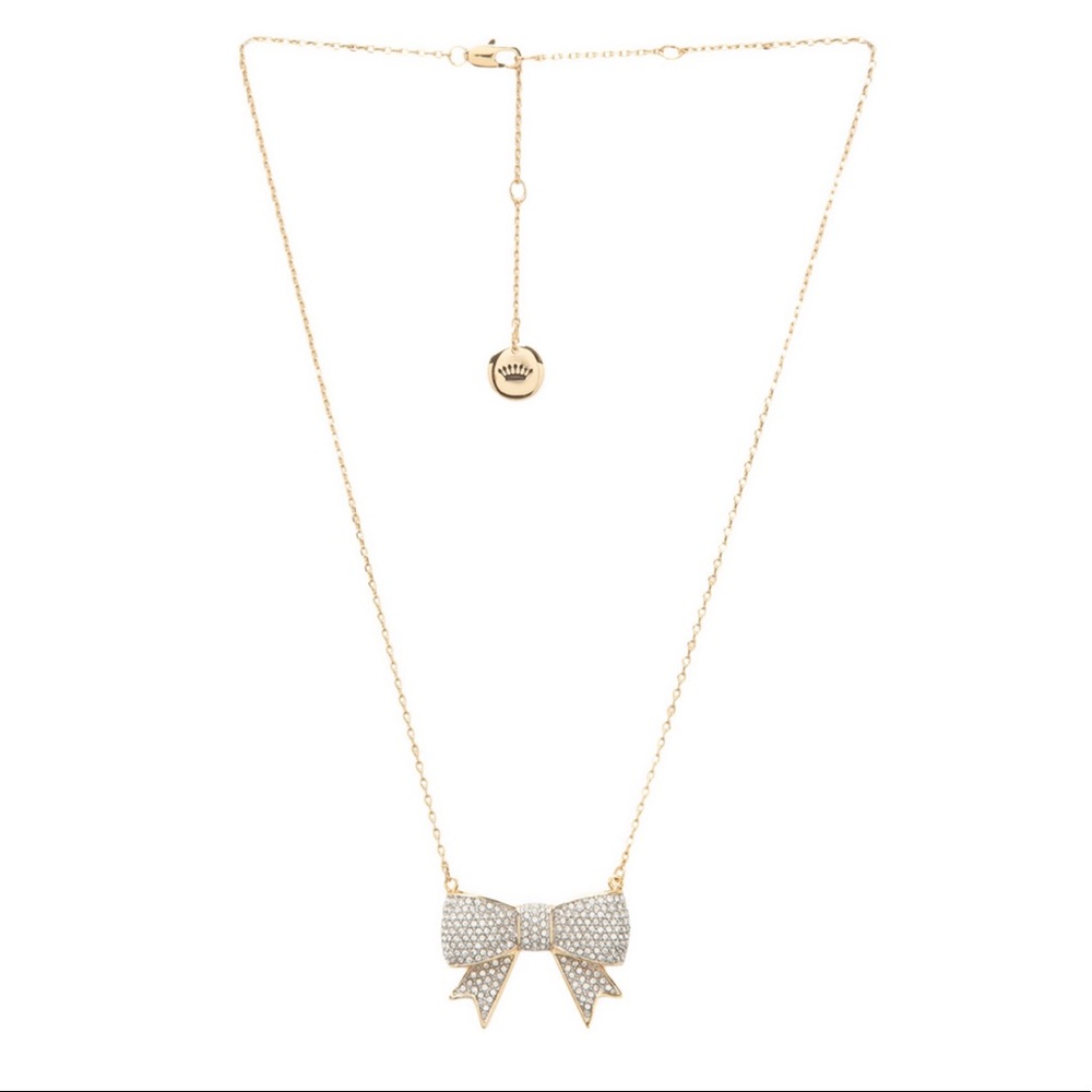 NEW Juicy Couture Pavé Bow Necklace in Gold BNIB